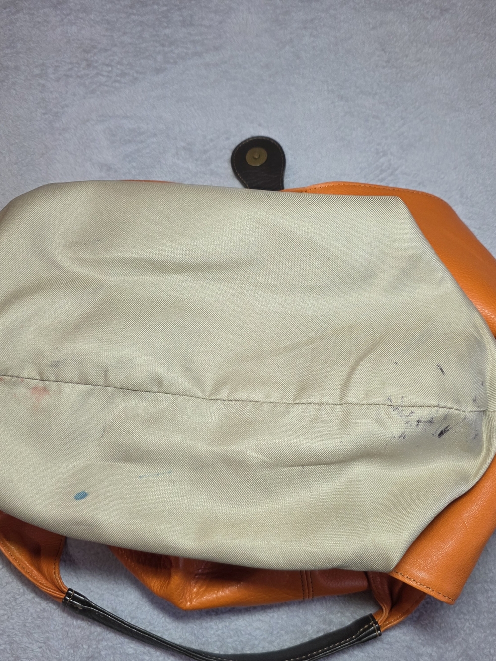 Women's Orange Leather Hobo Bag with Dark Trim - Picture 6 of 12